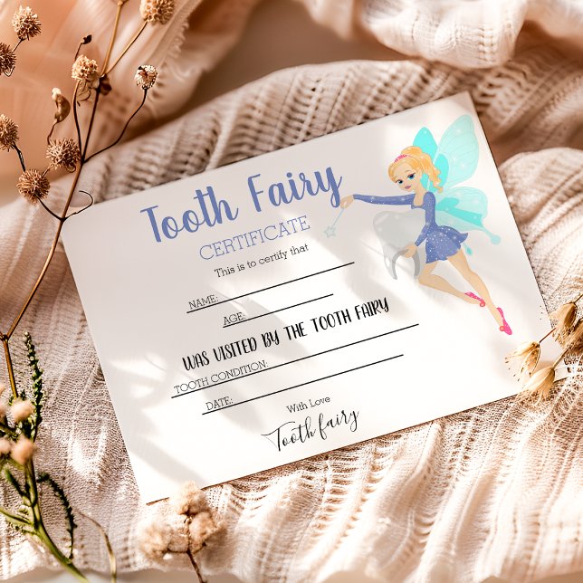 Certifikat för personlig Blue Tooth Fairy Certific Tack Kort (Skapare uppladdad)