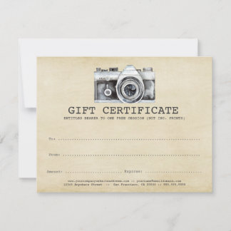 Certifikat för professionell fotograf-kameragåva
