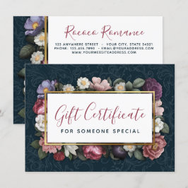 Certifikat för rococo Damask & Blommigt Navy Gift Inbjudningar