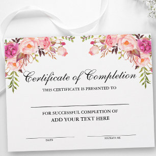 Certifikat för rosa Blommigt - Din text