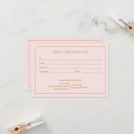 Certifikat för Rosa Business Logotyp Gift Certifi