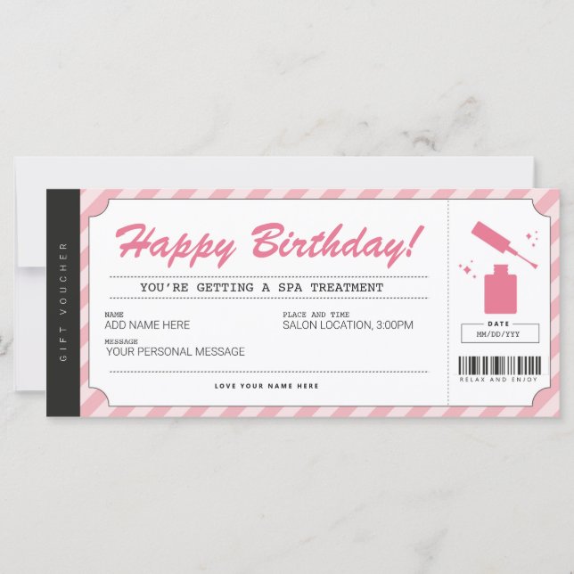 Certifikat för Rosa Gift-kupong för pedikyr (Framsida)