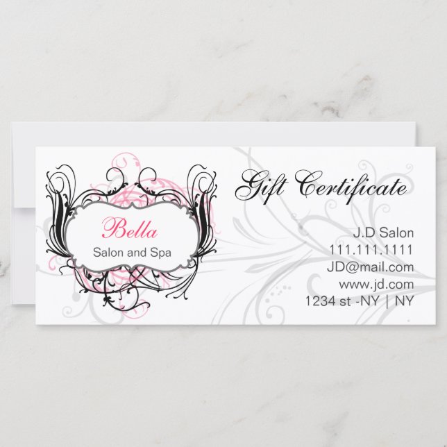 Certifikat för rosa, svartvitt och Chic (Framsida)