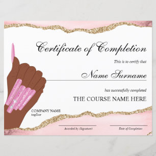 Certifikat för slutbetyg, kurs för Nail Artist