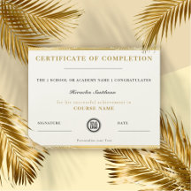 Certifikat för slutförande av Guld Modern Elegant