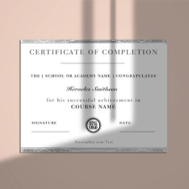 Certifikat för slutförande av Silver Modern Elegan