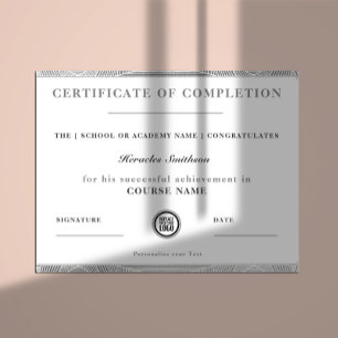 Certifikat för slutförande av Silver Modern Elegan