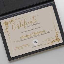 Certifikat för slutförandeutmärkelser Golden