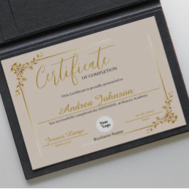 Certifikat för slutförandeutmärkelser Golden