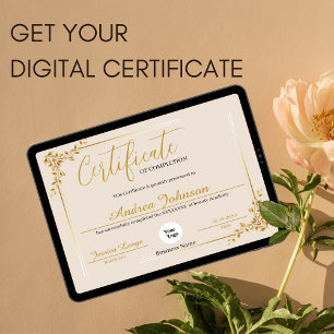 Certifikat för slutförandeutmärkelser Golden Poster