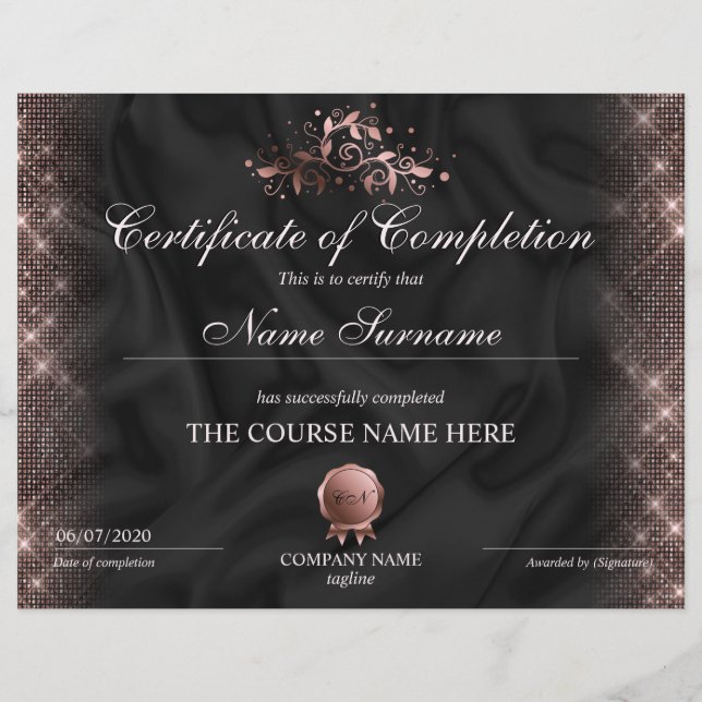 Certifikat för slutpris - Makeup-kurser (Framsida)