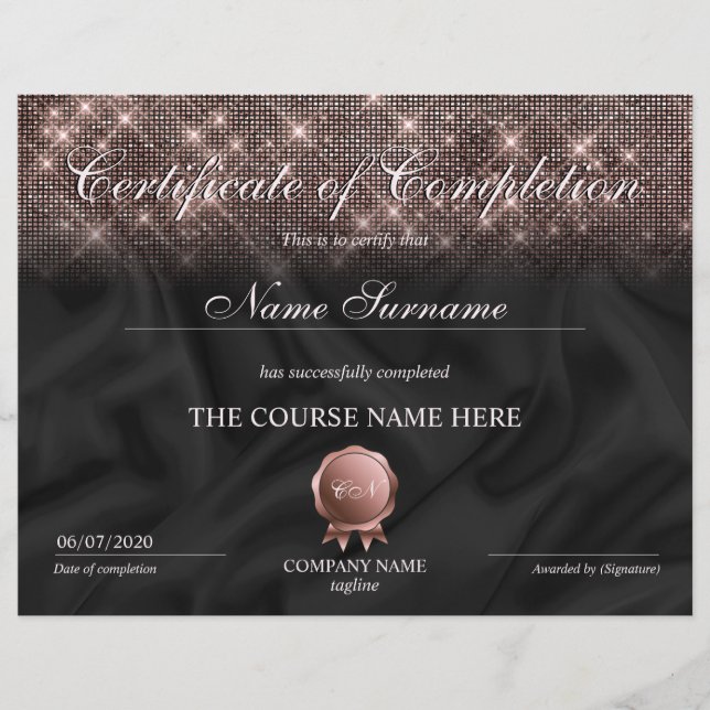 Certifikat för slutpris - Makeup-kurser (Framsida)