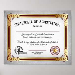 Certifikat för uppskattad medarbetares frivilliga poster