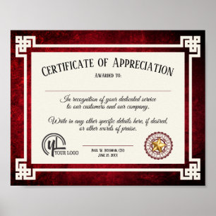 Certifikat för uppskattad medarbetares frivilliga poster