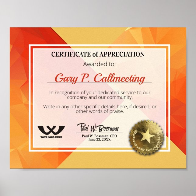 Certifikat för uppskattningsstatus för frivilliga  poster (Framsidan)