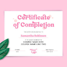 Certifikat för utfärdande av  Rosa för återsändand