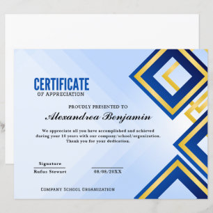 Certifikat för utvärdering av prestation