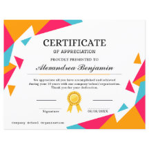 Certifikat för utvärdering av resultat