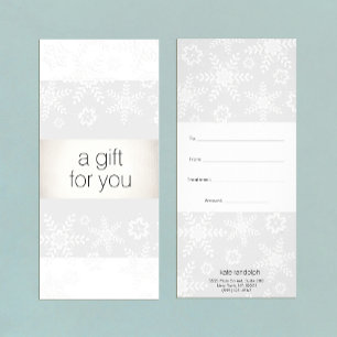 Certifikat för vintersnöflummel Salon Spa Gift Reklamkort