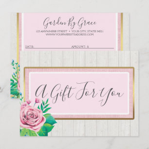 Certifikat för Watercolor Ro Rustic Wood Gift-cert Inbjudningar