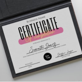 Certifikat från estetiker för att slutföra utmärke