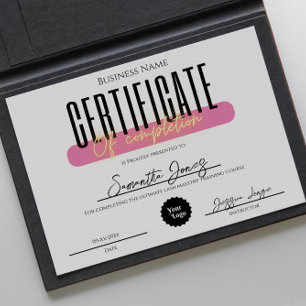 Certifikat från estetiker för att slutföra utmärke