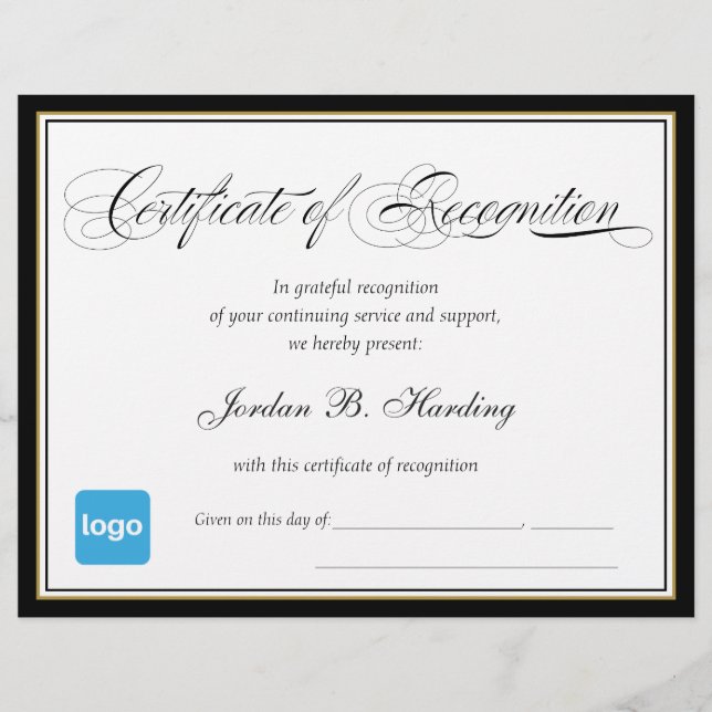 Certifikatbelöning - lägg till Logotyp (Framsida)