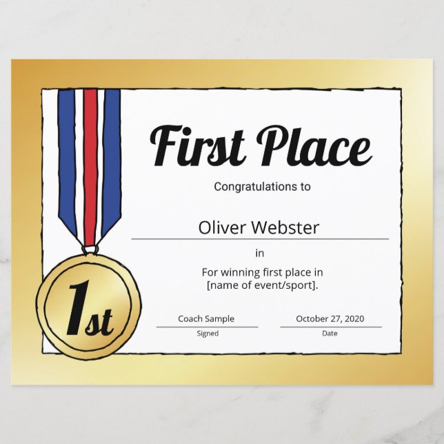 Certifikatintyg för första Ställe (Framsida)