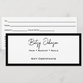 Certifikatkort för vit och svart elegant inbjudningar