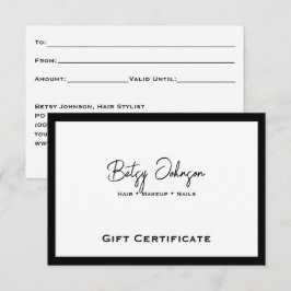 Certifikatkort för vit och svart elegant inbjudningar