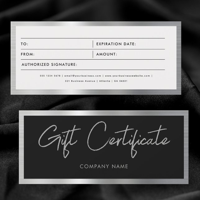 Certifikatkupong för Black & Silver Business Gift (Black & Silver Business Gift Certificate Voucher)