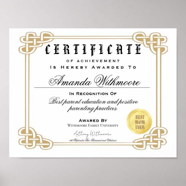 Certifikatmallar för anpassningsbar poster (Framsidan)