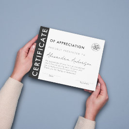 Certifikatutfärdare Modern Black White Business Lo