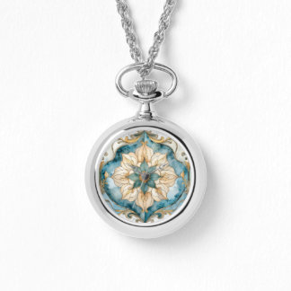 Cerulean Bloom Tapestry Näcklarmbandsur Armbandsur