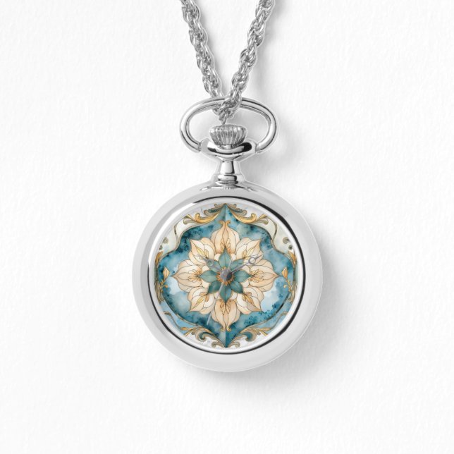 Cerulean Bloom Tapestry Näcklarmbandsur Armbandsur (Framsida)
