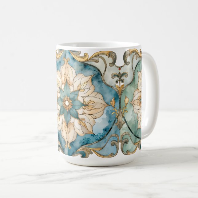 Cerulean Bloom Tapetdunk Kaffemugg (Framsida höger)