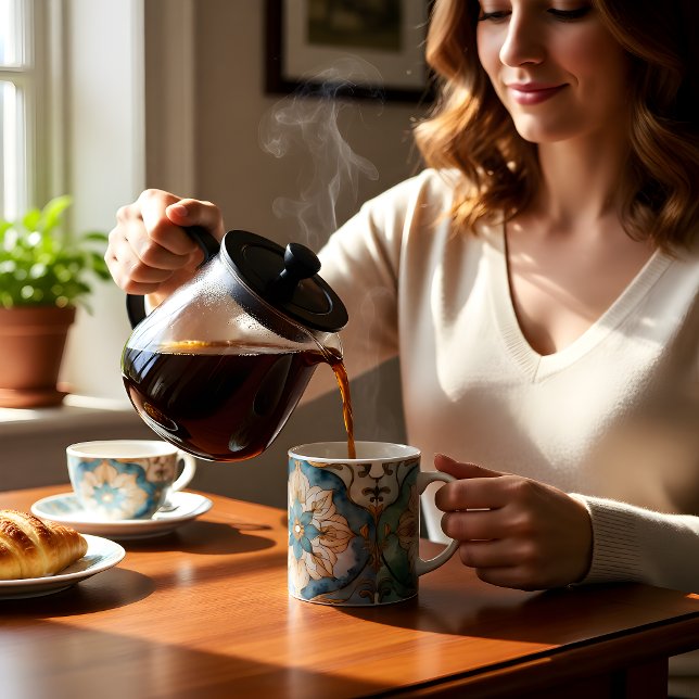 Cerulean Bloom Tapettryck Kaffemugg (Cerulean Bloom Tapestry Coffee Mug)