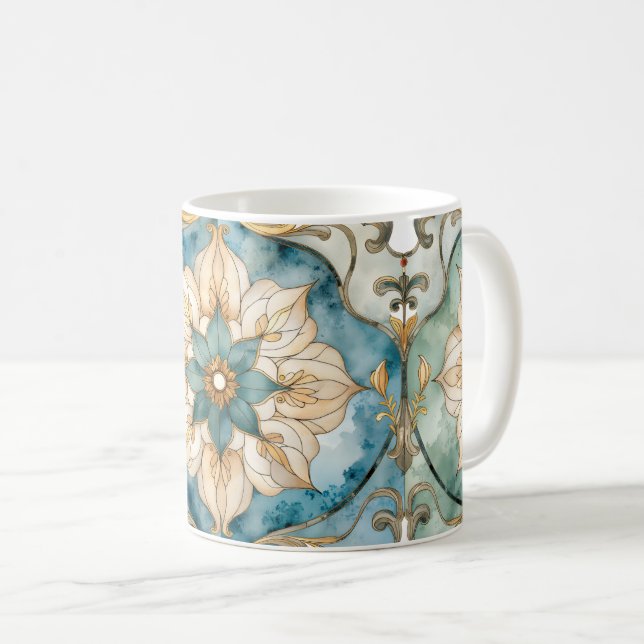 Cerulean Bloom Tapettryck Kaffemugg (Framsida höger)