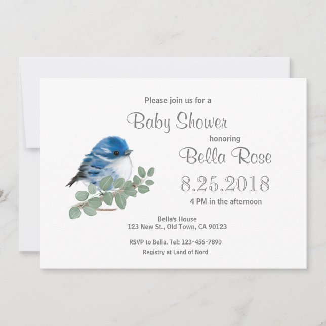 Cerulean Blue Warbler Birdbabyskårkort Inbjudningar (Framsida)