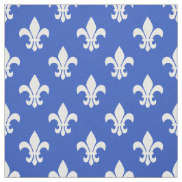 Cerulean Blue, White Fleur De Lis Mönster Tyg
