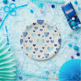 Cerulean Dream Watercolor Hearts Pattern