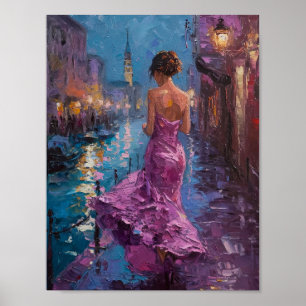 Cerulean Serenad: Twilight Promenmened på Rosa Poster