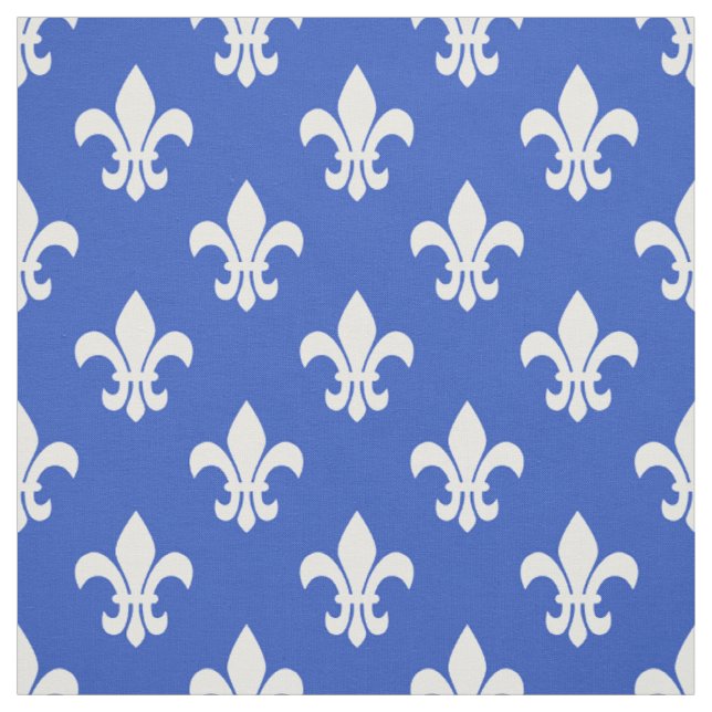 Ceruleanblått, mönster med vit Fleur De Lis Tyg (Provkarta)
