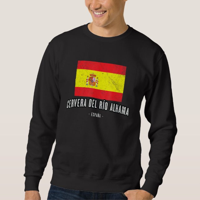 Cervera Del Ro Alhama Spanien Es Flagga City Bande Lång Ärmad Tröja (Framsida)