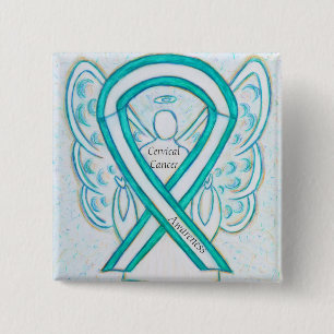 Cervical Cancer Angel Awareness Ribbon Stift Knapp