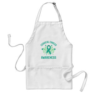 Cervical Cancer Awareness Blommigt Teal Ribbon Förkläde