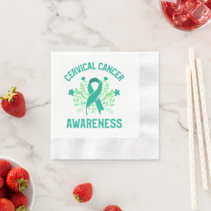 Cervical Cancer Awareness Blommigt Teal Ribbon Pappersservett