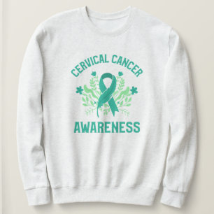 Cervical Cancer Awareness Blommigt Teal Ribbon T Shirt