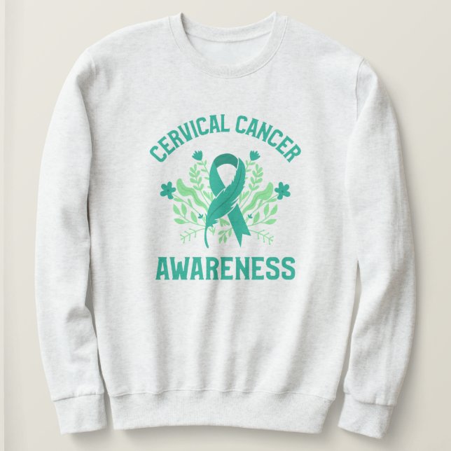 Cervical Cancer Awareness Blommigt Teal Ribbon T Shirt (Design framsida)