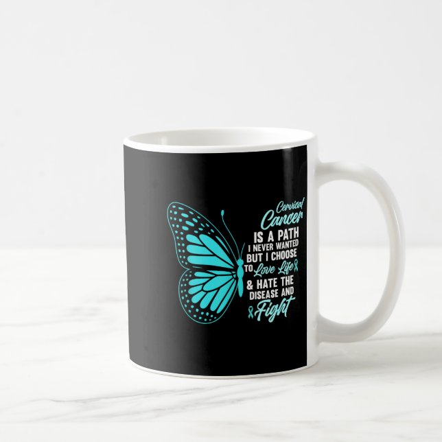 Cervical Cancer Awareness Butterfly Quote Suprt  Kaffemugg (Höger)